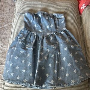 Strapless Denim Star Print Dress
